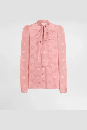 Dolce & Gabbana Camisa De Seda Devoré Con Logotipo Dg - Mujer Camisas Y Tops 50