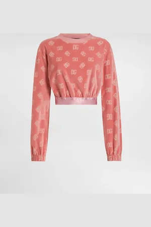 Dolce & Gabbana Sudadera Corta De Chenilla En Jacquard Con Logotipo Dg - Mujer Camisetas Y Sudaderas Algod�n 38