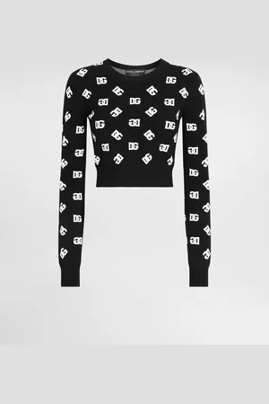 Dolce & Gabbana Jersey Corto De Jacquard De Viscosa Con Logotipo Dg - Mujer Prendas De Punto Multicolor 50
