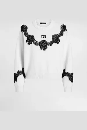 Dolce & Gabbana Jersey De Lana Con Aplicaciones De Encaje Y Logotipo Dg - Mujer Prendas De Punto Xs