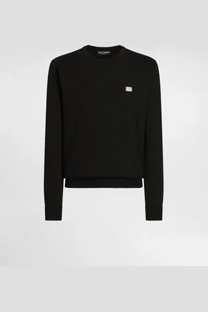 Dolce & Gabbana Jersey De Cuello Redondo De Algodón Con Placa - Hombre Prendas De Punto 44