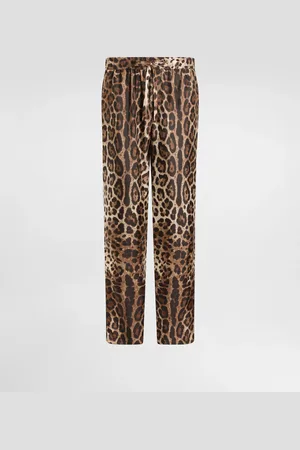Dolce & Gabbana Pantalón Tipo Pijama De Seda - Hombre Pantalones Largos Y Cortos Estampado Animal 44