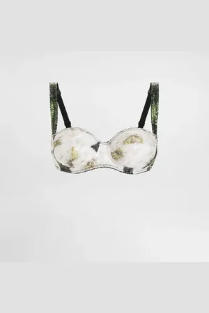 Dolce & Gabbana Sujetador Balconette De Raso Bordado De Lentejuelas Con Estampado De Gardenias - Mujer Lingerie 1b