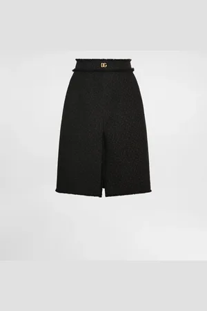 Dolce & Gabbana Falda Midi De Tweed Raschel Con Abertura Central Y Logotipo Dg - Mujer Faldas 36
