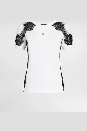Dolce & Gabbana Camiseta De Punto Con Detalles De Encaje Y Logotipo Dg - Mujer Camisetas Y Sudaderas 38
