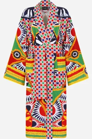 Dolce & Gabbana Terry Cotton Bath Robe - Albornoces Con Motivo Integral Xs