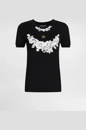 Dolce & Gabbana Camiseta De Punto Con Detalles De Encaje Y Logotipo Dg - Mujer Camisetas Y Sudaderas 40