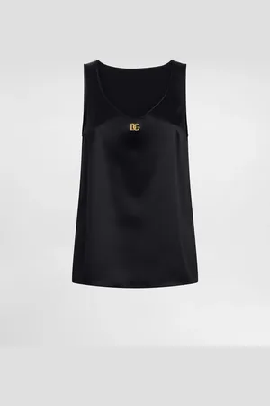 Dolce & Gabbana Top De Tirantes De Raso Con Logotipo Dg Pin - Mujer Camisas Y Tops Seda 36