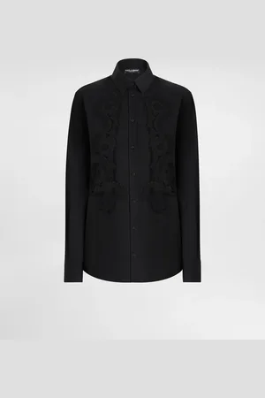 Dolce & Gabbana Camisa De Popelina De Algodón Con Intarsia De Encaje - Mujer Camisas Y Tops 36