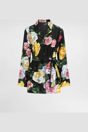 Dolce & Gabbana Camisa Estilo Pijama De Seda Habotai Con Estampado De Peonías Y Rosas - Mujer Camisas Y Tops 36
