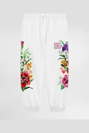 Dolce & Gabbana Pantalones De Chándal De Felpa Con Estampado De Flores Y Logotipo Dg - Mujer Pantalones Y Faldas 4 Years