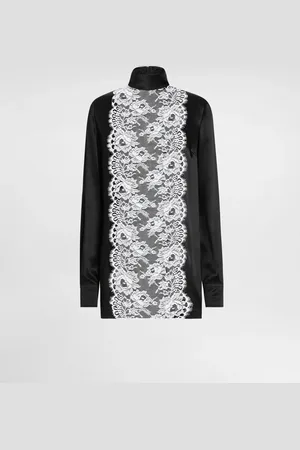 Dolce & Gabbana Top De Raso Estilo Saco Con Plastrón De Encaje - Mujer Camisas Y Tops Seda 38