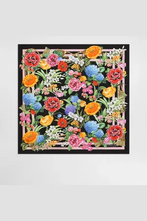 Dolce & Gabbana Fular En Sarga De Seda Con Estampado De Flores 70 X 70 - Mujer Bufandas Y Foulards Onesize
