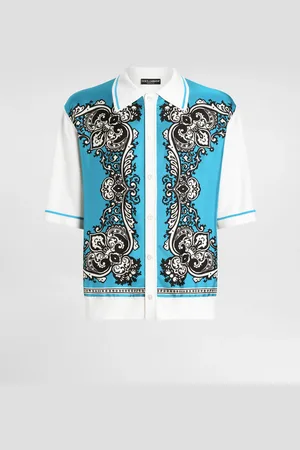 Dolce & Gabbana Camisa De Seda Y Algodón Con Estampado Bandana - Hombre Prendas De Punto Xs