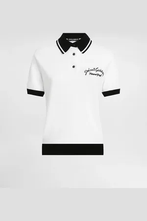 Dolce & Gabbana Polo Corto De Piqué De Algodón Con Logotipo Dg Bordado - Mujer Camisetas Y Sudaderas 36
