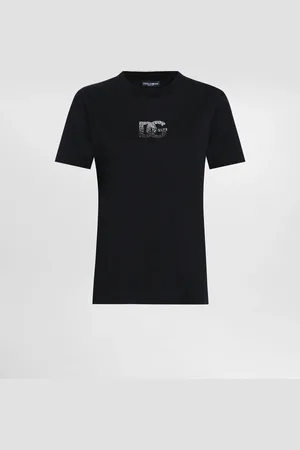 Dolce & Gabbana Camiseta De Punto Con Logotipo Dg Bordado De Strass - Mujer Camisetas Y Sudaderas 36
