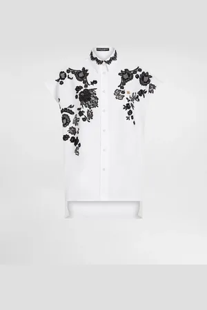 Dolce & Gabbana Camisa Holgada De Popelina De Algodón Con Aplicaciones De Encaje - Mujer Camisas Y Tops 38