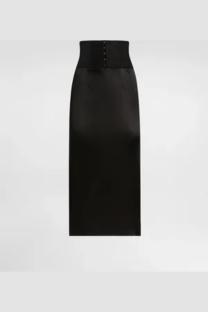 Dolce & Gabbana Falda Longuette De Raso Con Detalle De Cinturón Corsetero - Mujer Faldas Raso 40
