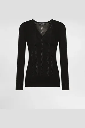 Dolce & Gabbana Jersey De Seda Con Cuello De Pico - Mujer Prendas De Punto 40