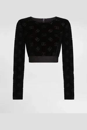 Dolce & Gabbana Top Corto De Chenilla De Algodón Jacquard Con Logotipo Dg - Mujer Camisetas Y Sudaderas Algod�n 36