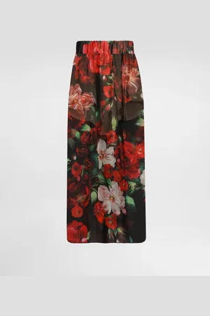 Dolce & Gabbana Falda Longuette De Chifón Con Estampado De Rosas - Mujer Faldas 38