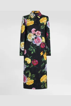 Dolce & Gabbana Abrigo De Brocado Con Botonadura Recta Y Estampado De Peonías Y Rosas - Mujer Abrigos Y Chaquetones 38