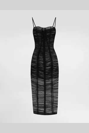 Dolce & Gabbana Vestido Longuette De Tul Drapeado - Mujer Vestidos 36