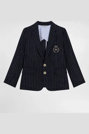 Dolce & Gabbana Single-breasted Pinstripe Linen Jacket With Patch - Hombre Trajes #n/d 3 Years