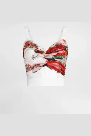 Dolce & Gabbana Top Corsetero De Marquisette Y Chifón Con Estampado De Rosas - Mujer Camisas Y Tops 40
