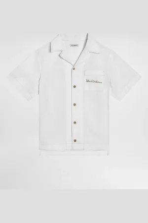 Dolce & Gabbana Camisa De Lino Rígido Con Logotipo - Hombre Camisas 2 Years