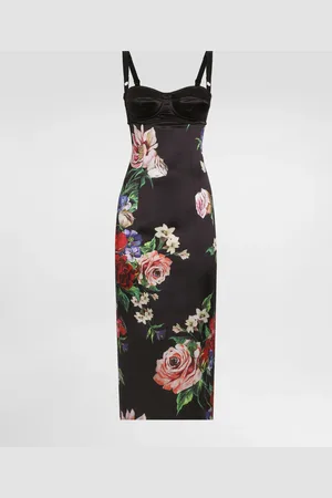 Dolce & Gabbana Vestido Lencero Con Detalle Sujetador De Raso Estampado A Flores - Mujer Vestidos 40