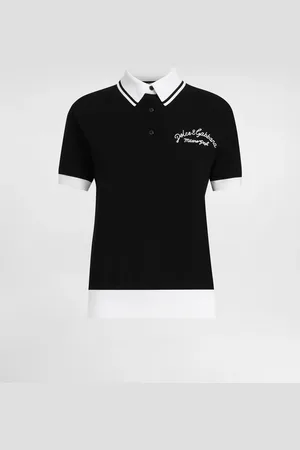 Dolce & Gabbana Polo Corto De Piqué De Algodón Con Logotipo Dg Bordado - Mujer Camisetas Y Sudaderas 36
