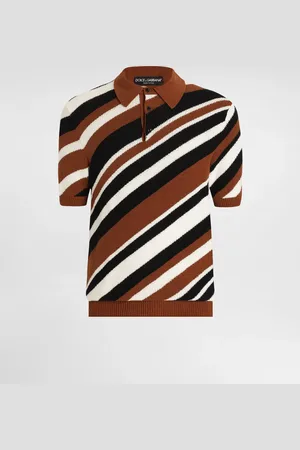 Dolce & Gabbana Jersey Polo De Algodón De Manga Corta Con Intarsia A Rayas - Hombre Prendas De Punto 48