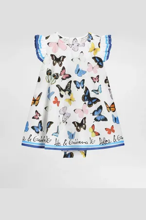 Dolce & Gabbana Vestido De Popelina Con Estampado De Mariposas - Mujer Vestidos 3/6 Months