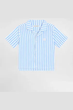Dolce & Gabbana Striped Seersucker Shirt With Dg Logo - Hombre Partes De Arriba #n/d 3/6 Months
