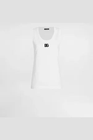 Dolce & Gabbana Camiseta Sin Mangas Holgada De Punto Con Logotipo Dg Bordado - Mujer Camisetas Y Sudaderas 36