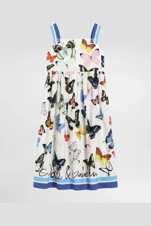 Dolce & Gabbana Vestido De Popelina Con Estampado De Mariposas - Mujer Vestidos 2 Years