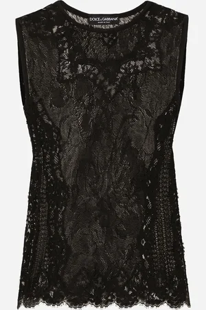 Dolce & Gabbana Jersey De Cuello Redondo En Punto Jacquard De Encaje - Mujer Camisetas Y Sudaderas 36