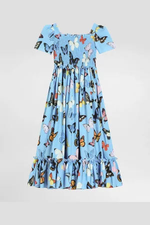 Dolce & Gabbana Vestido De Popelina Con Estampado De Mariposas - Mujer Vestidos 3 Years