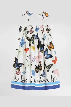 Dolce & Gabbana Vestido De Popelina Con Estampado De Mariposas - Mujer Vestidos 3 Years