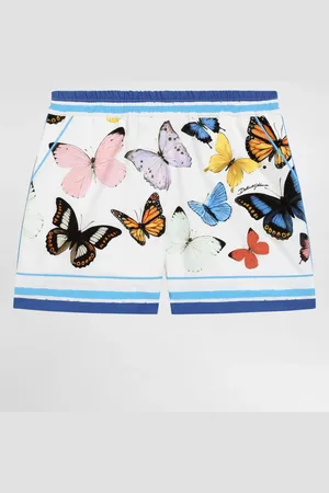 Dolce & Gabbana Pantalón Corto Estilo Pijama De Popelina Rayada Con Estampado De Mariposas - Mujer Pantalones Y Faldas 2 Years