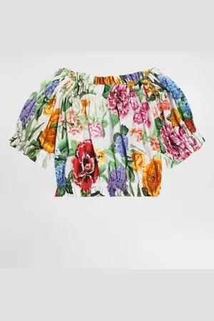 Dolce & Gabbana Top De Popelina De Algodón Con Estampado De Flores - Mujer Camisas Y Tops 2 Years
