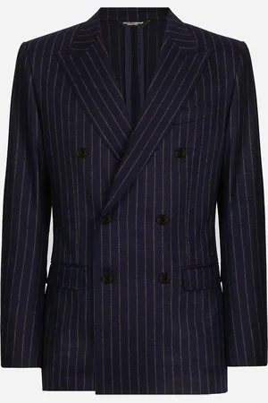 Dolce & Gabbana Chaqueta Taormina De Botonadura Doble De Franela Con Rayas Diplomáticas - Hombre Trajes Y Americanas 46