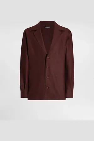 Dolce & Gabbana Camisa De Manga Larga Con Cuello De Pico De Tela De Lino - Hombre Camisas 38