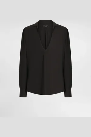 Dolce & Gabbana Camisa De Manga Larga Con Cuello De Pico De Popelina De Algodón - Hombre Camisas Algod�n 41