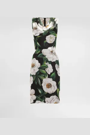 Dolce & Gabbana Vestido Midi De Chifón Con Estampado De Gardenias - Mujer Vestidos 36