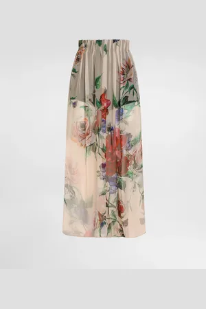 Dolce & Gabbana Falda Longuette De Chifón Con Estampado De Flores - Mujer Faldas 40