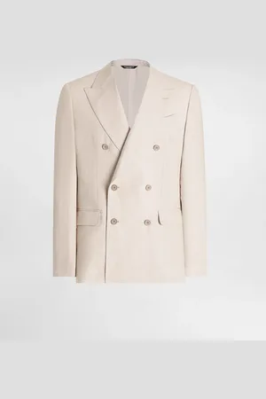 Dolce & Gabbana Chaqueta De Botonadura Doble De Tela De Lino - Hombre Trajes Y Americanas 46