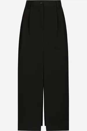 Dolce & Gabbana Falda Longuette De Tubo Estilo Esmoquin En Gabardina De Lana - Mujer Faldas Lana 36