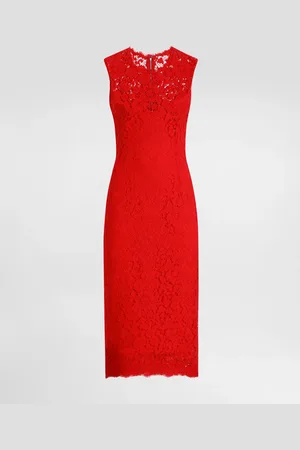 Dolce & Gabbana Vestido Longuette De Tubo De Encaje Cordonetto Floral - Mujer Vestidos 36